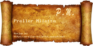 Preller Miletta névjegykártya